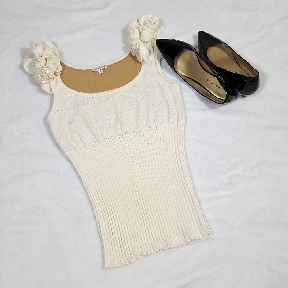 Boston Proper Cream Sleeveless Sweater Size Small